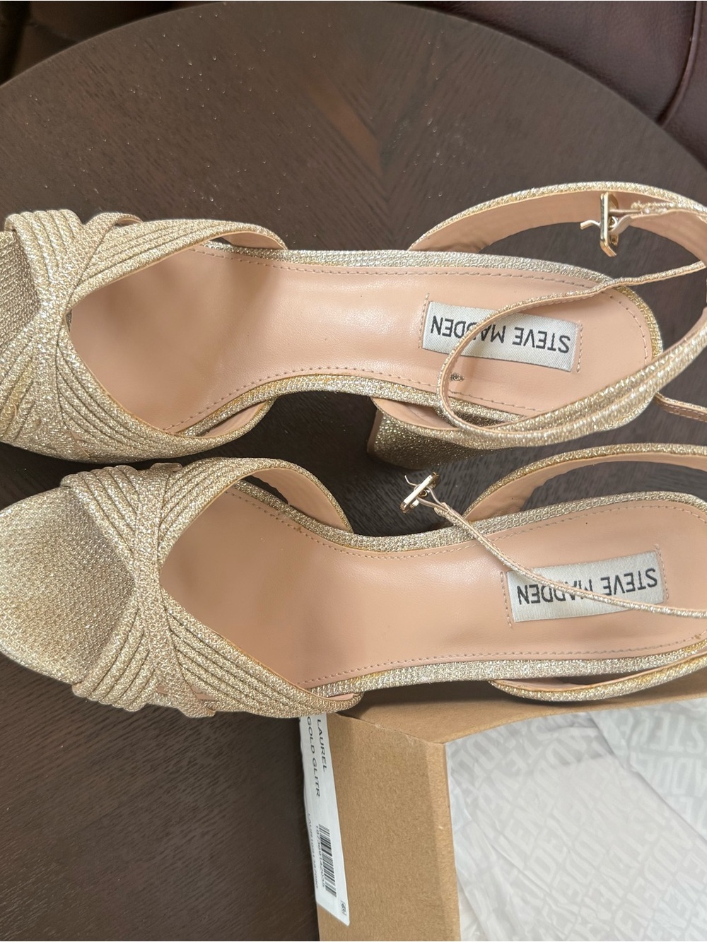 Steve Madden Glitter Gold Knotted Open-Toe Sandals